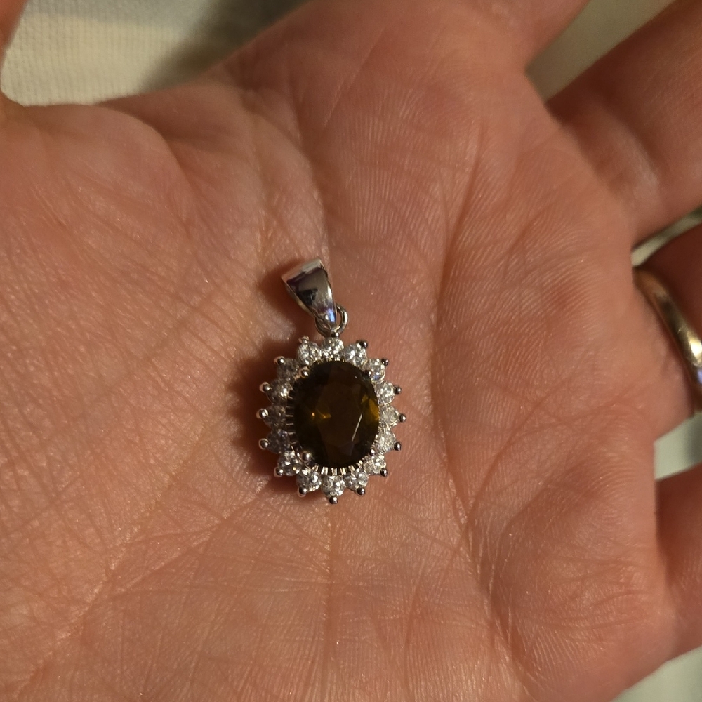 Sterling Silver and Brown Pendant